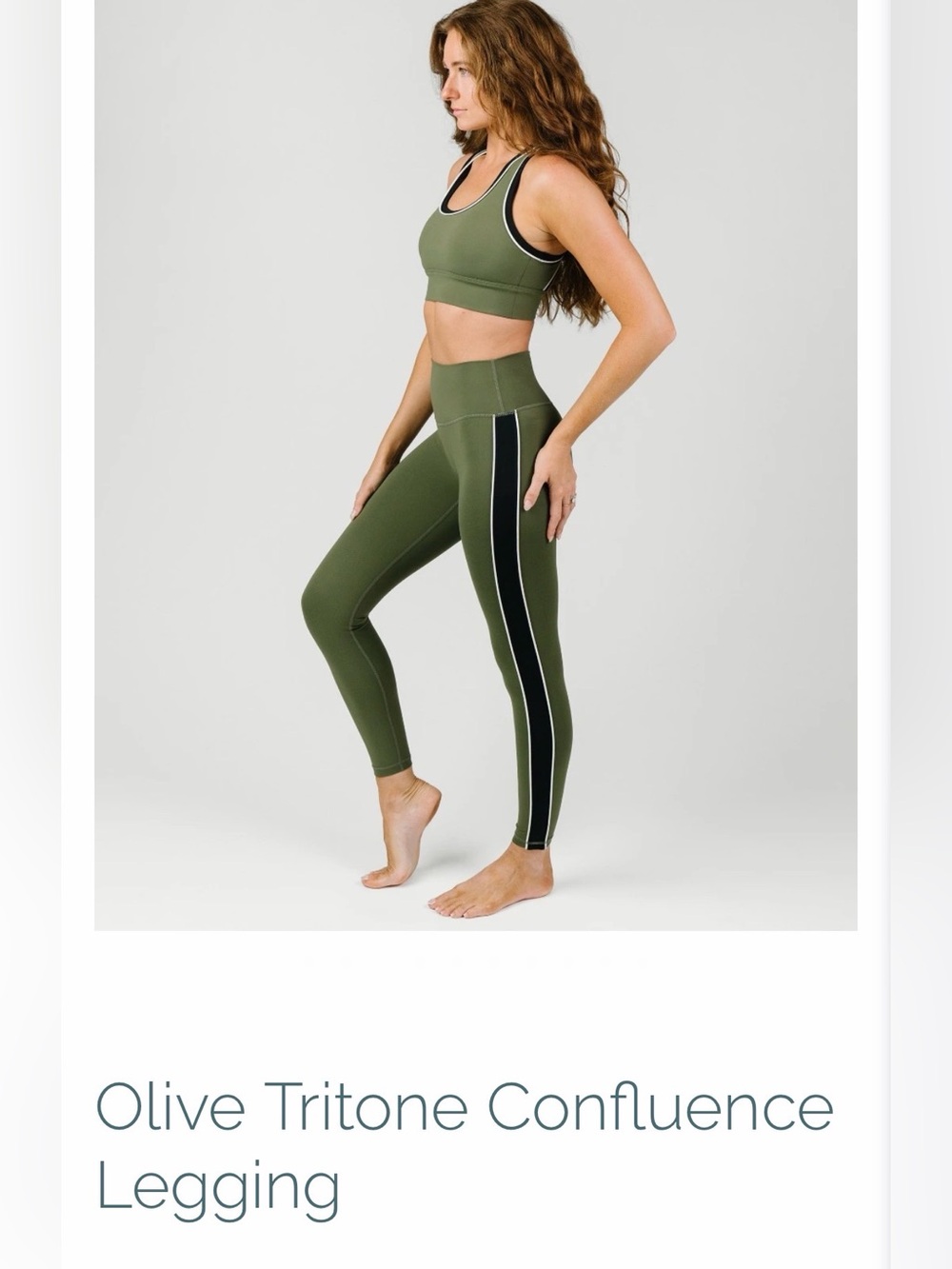 Zyia Olive Tritone Confluence Legging  & Bra Set - High-Waist Performance NEW